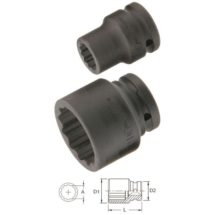 Genius Tools 655248 3/4"-os 12 lapú gépi dugókulcs fej, 48 mm termék fő termékképe