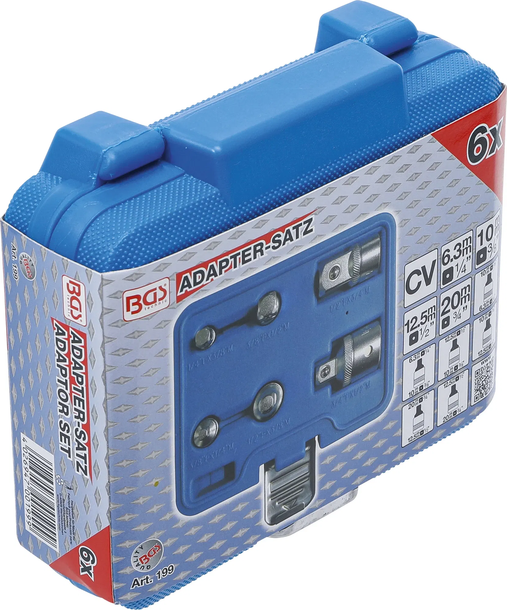 BGS Technic 9-199 1/4", 3/8", 1/2", 3/4" adapter készlet, 6 részes termék fő termékképe