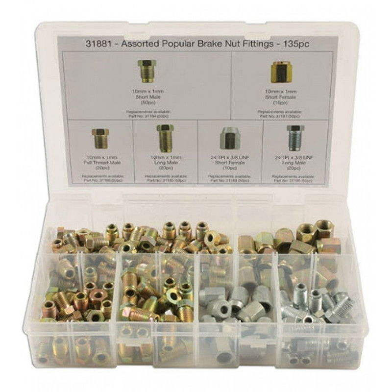 Connect CON-31881 fékcső adapter készlet, M10 x 1.0 és 24TPI x 3/8" UNF, 135 részes termék fő termékképe