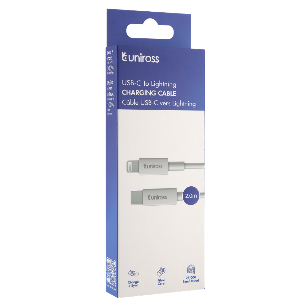 Uniross USB kábel, töltő, (lightning - USB-C) 2 m termék fő termékképe